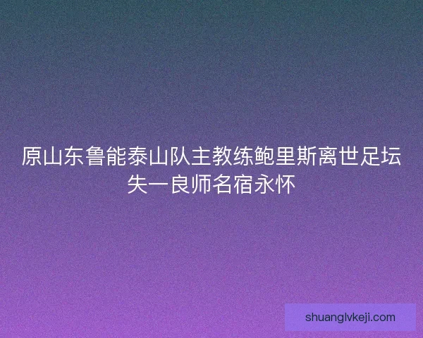原山东鲁能泰山队主教练鲍里斯离世足坛失一良师名宿永怀