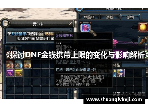 《探讨DNF金钱携带上限的变化与影响解析》